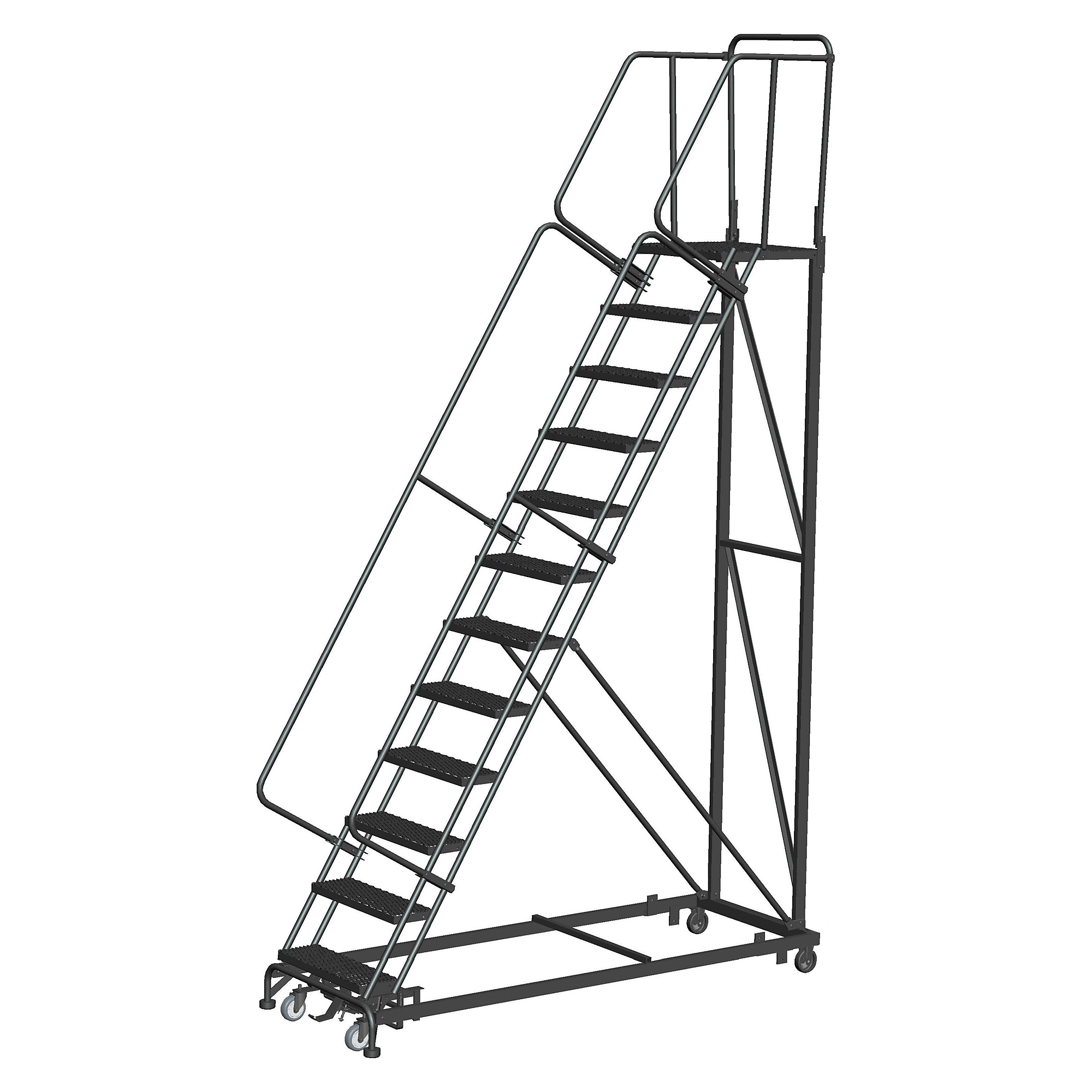 Ballymore, Heavy Duty Stairway Slope -24in.W, 28in.DTS-X Tread, Overall Height 153 in, Steps 12 Material Carbon Steel, Model# HDS-12-28-X